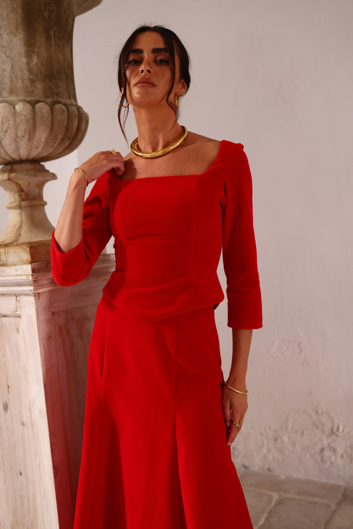 TOP CARMEN, terciopelo